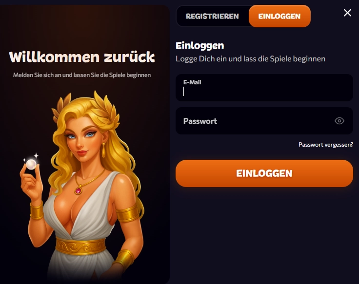 Aphrodite Casino Login mit E-Mail und Passwort