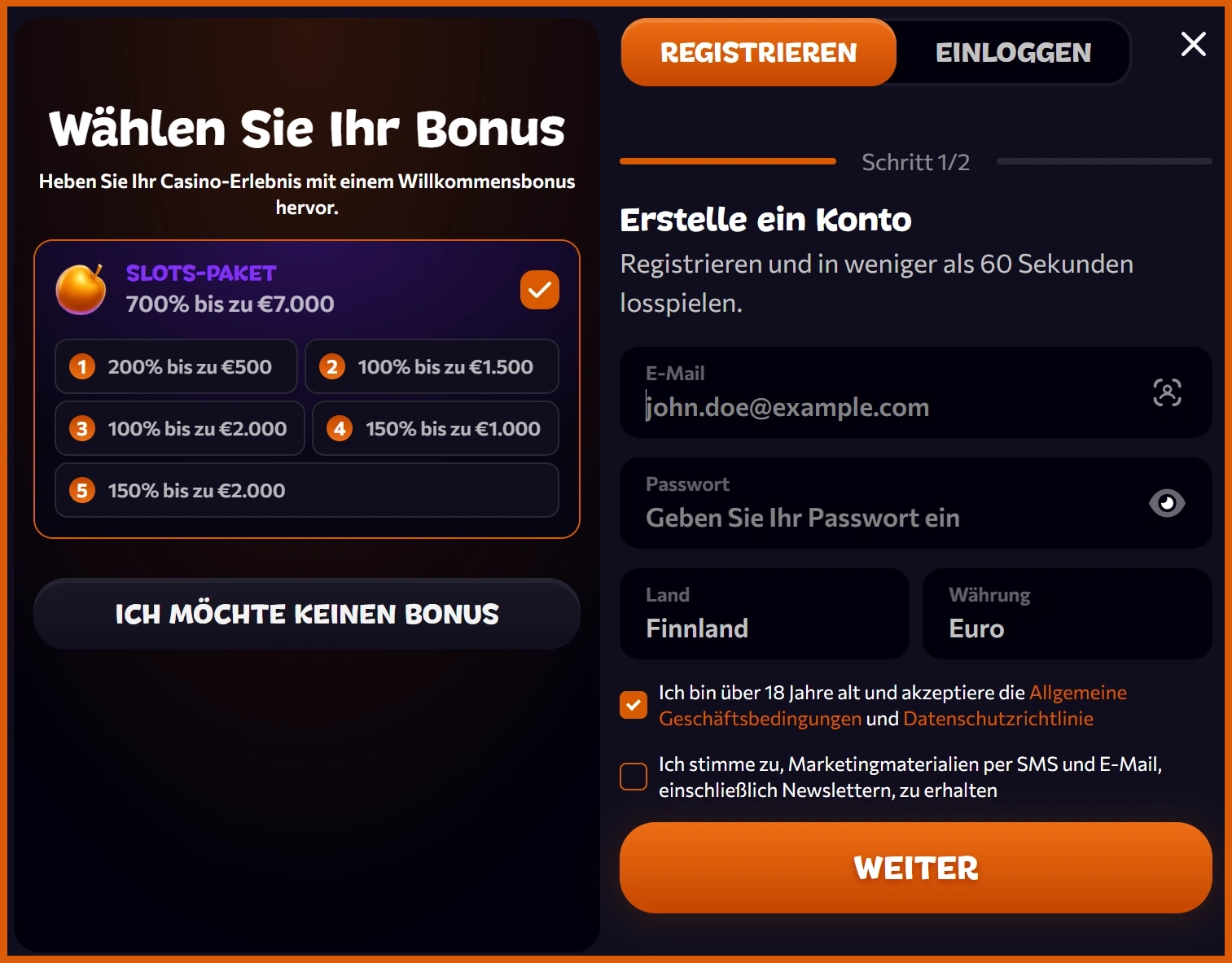 Aanmelding bij Aphrodite Casino
