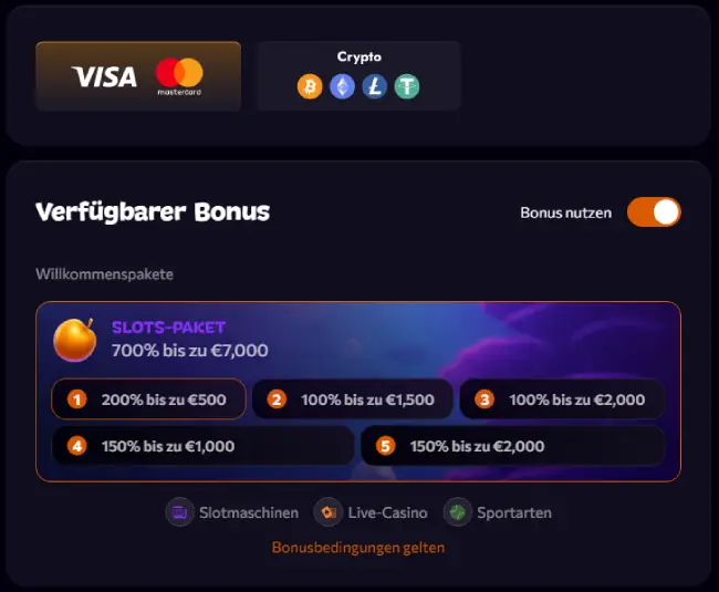 Aphrodite Casino Einzahlungen